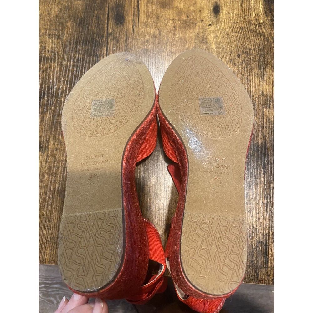 Stuart Weitzman Red Espadrille Wedges, Size 10 - … - image 7